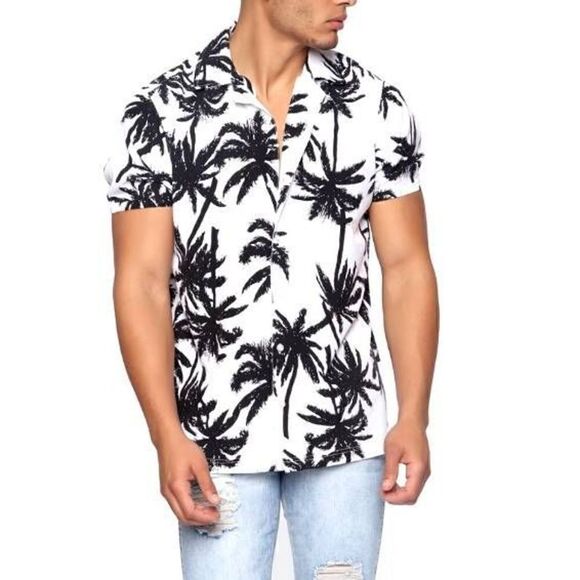 Palm Short Sleeve Woven Button Down Shirt Mens X-Large - Picture 1 of 6